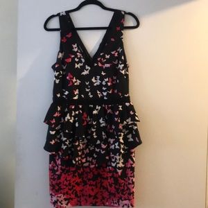 BEBE Butterfly ruffle dress